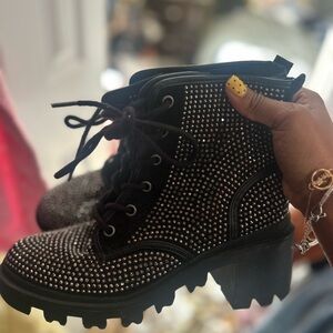 Steve Madden Black Studded Ankle Booties